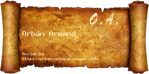 Orbán Armand névjegykártya